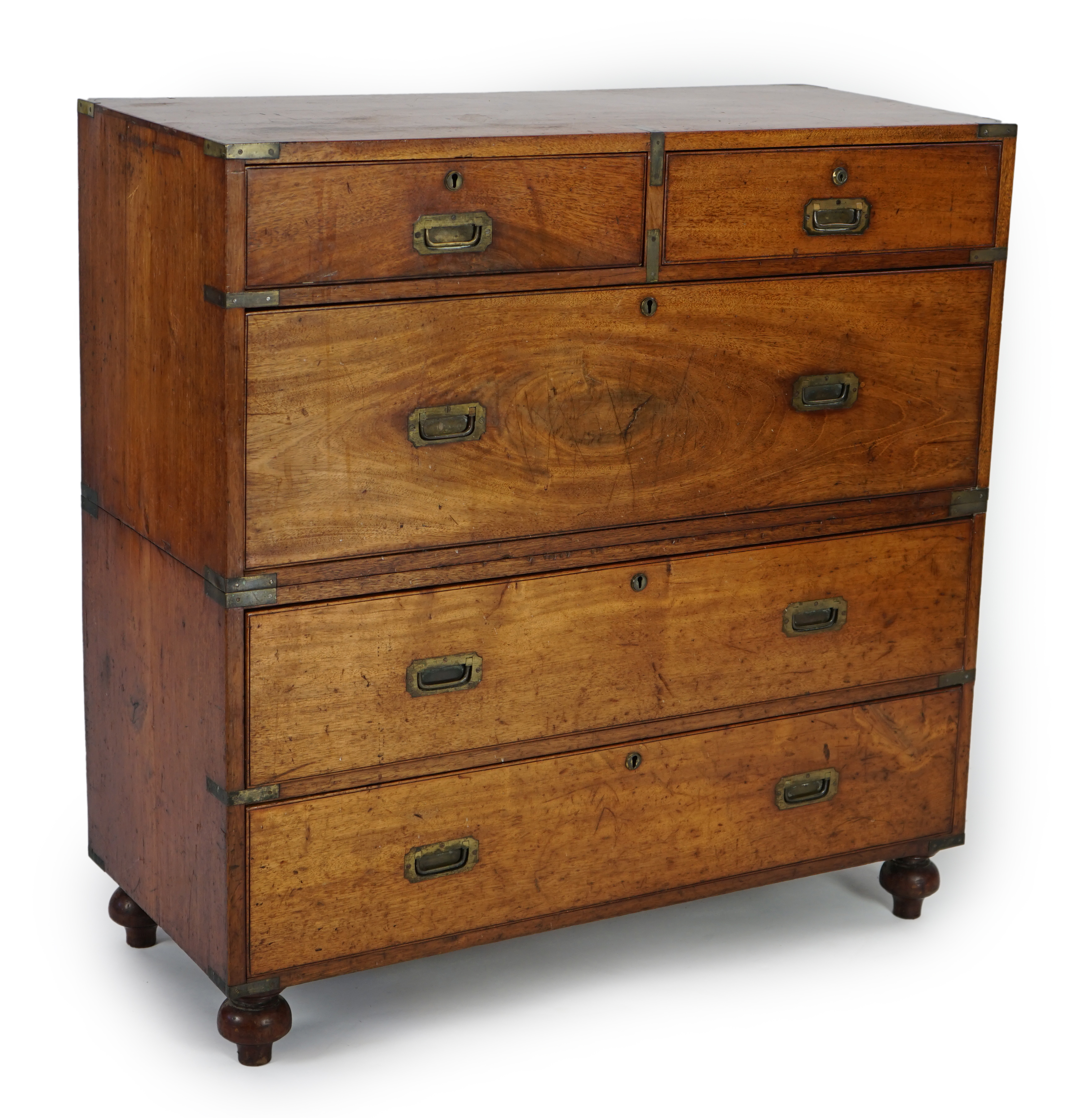 A Victorian teak campaign chest